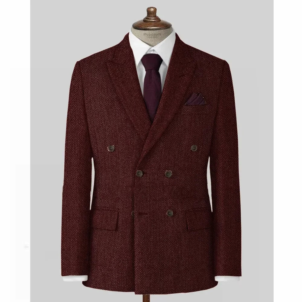 Men's Casual Blazer Herringbone Slim Fit Single Breasted Stylish Comfortable Jacket Men's Coat Double Breasted Blazer Men's Suit