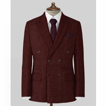 Men's Casual Blazer Herringbone Slim Fit Single Breasted Stylish Comfortable Jacket Men's Coat Double Breasted Blazer Men's Suit