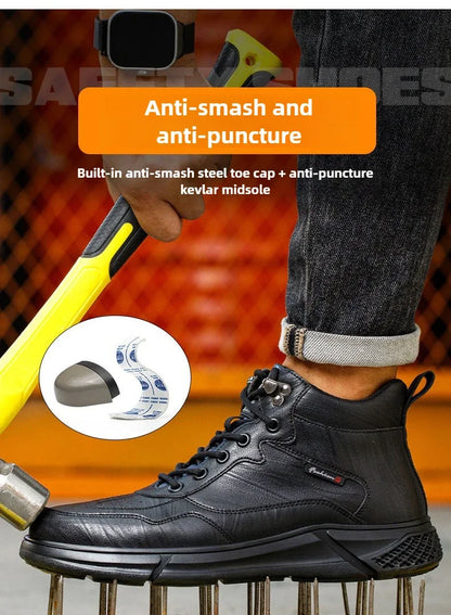 Comfortable safety sneaker for men winter anti-slip boots man construction indestructible black work boots steel nose work shoes