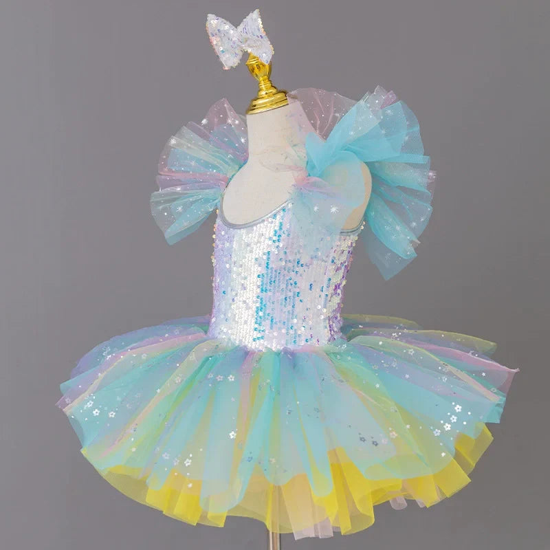 Children's Day Dance Dress Girl Ballet Princess Summer Dresses Girls Ballet Sequins Outfit Kids Clothes Vestidos Birthday Gift