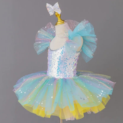 Children's Day Dance Dress Girl Ballet Princess Summer Dresses Girls Ballet Sequins Outfit Kids Clothes Vestidos Birthday Gift