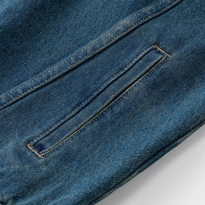 Men's Casual Non-Stretch Denim Jacket High Street Style Zipper Loose Workwear Jacket Plus Size Trendy Streetwear Top