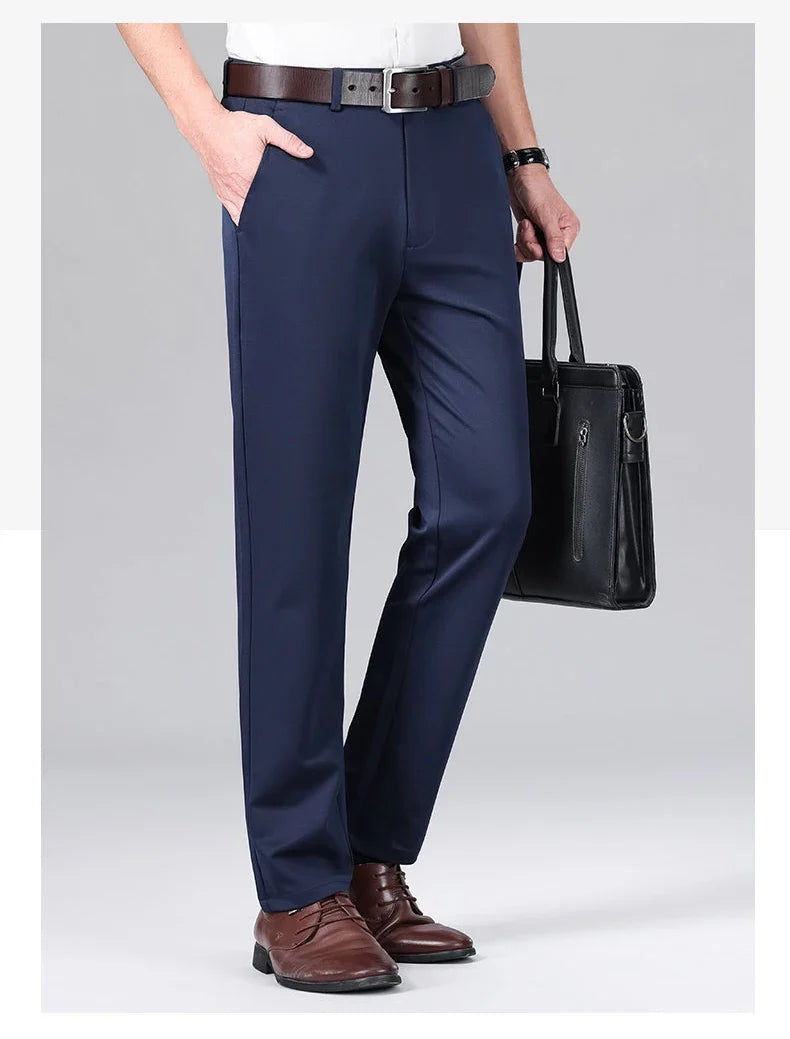 Mens Business Casual Pants Stretch Dress Pants Wrinkle Free Suit Pants Embriodery 4-Way Stretch Formal Dress Pants