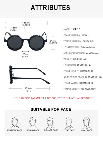 Cycling ND2-400 9 Level Adjustable Dimming Polarized Sunglasses Men Women Fishing Punk Round Glasses Eyeglasses ND Filter