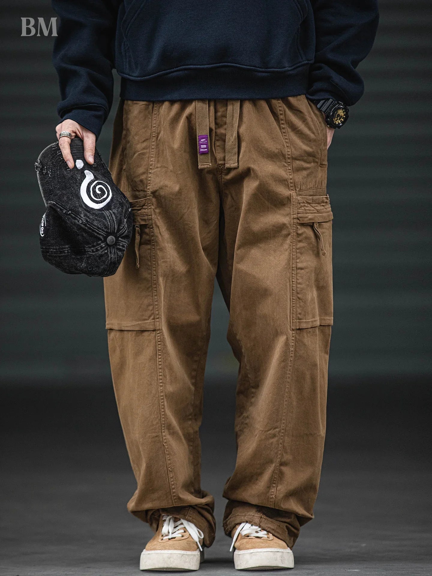 Oversized Baggy Vintage Washed Cargo Pants Men Loose Fit Multi Pocket Straight Leg Retro American Style Streetwear Utility Pants