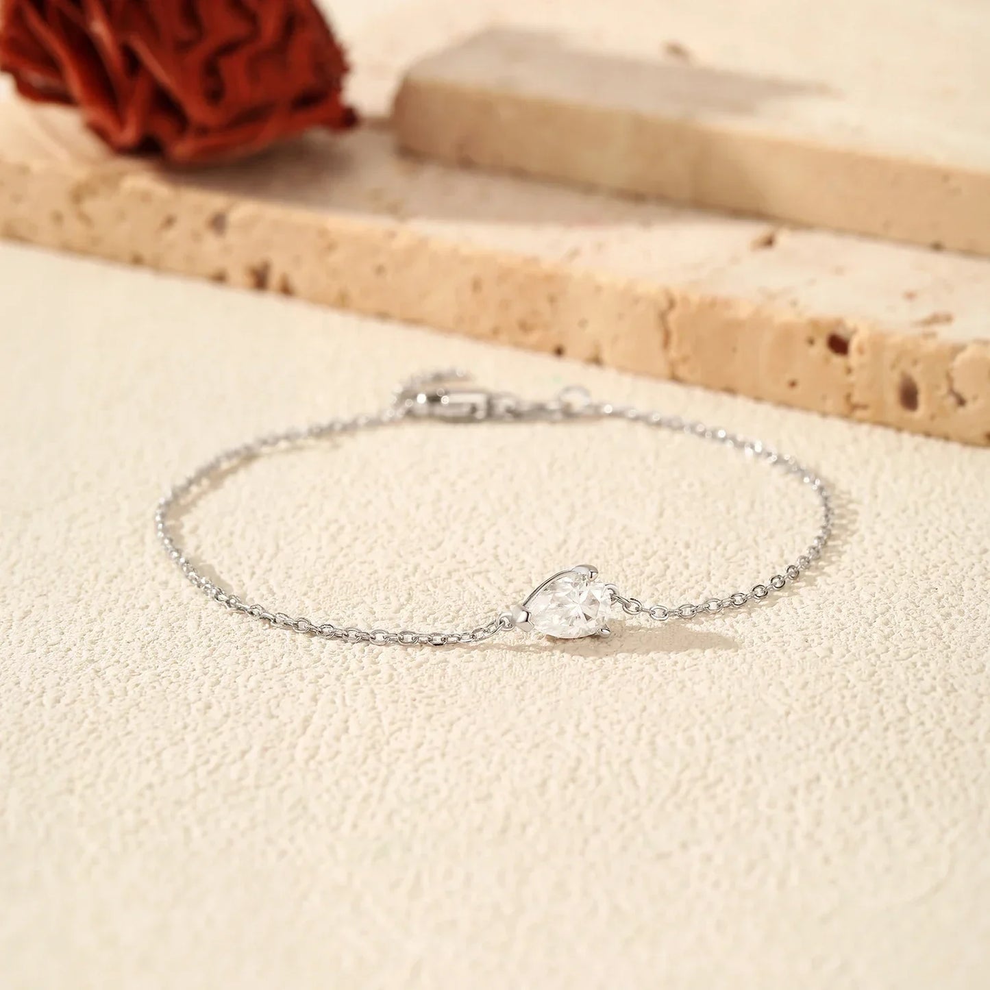 D Color Moissanite 925 Sterling Silver Luxury Lab Diamond Water Drop Link Chain Bracelet For Women Wedding Fine Jewelry