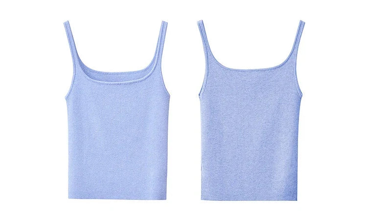Women's Tank 2026 Summer New Solid Color Slim Fit Short Cami Square U-Neck Crop Sleeveless Layering Vest For Women 12622083