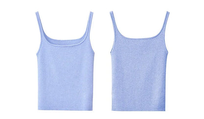 Women's Tank 2026 Summer New Solid Color Slim Fit Short Cami Square U-Neck Crop Sleeveless Layering Vest For Women 12622083