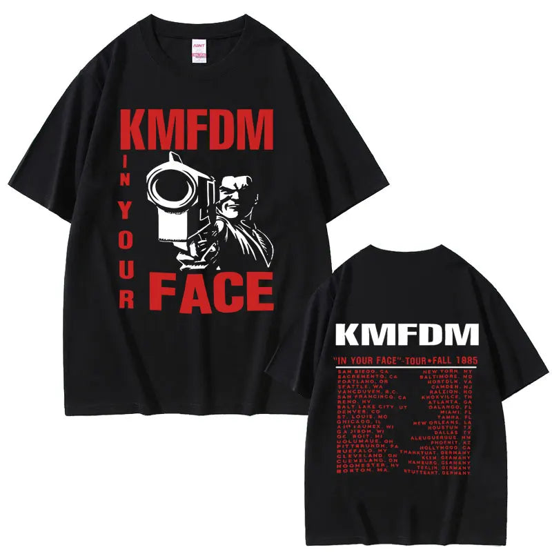 Rock Band Kmfdm Tour 97 Graphic Print T-shirt Summer Men Women Vintage Gothic Punk  Streetwear Male Casual Pure Cotton T Shirts