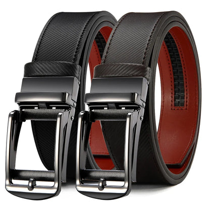 Mens Belt Genuine Leather Luxury Belt Metal Automatic Alloy Buckle Fashion Ratchet Belts for Men Cowhide High Quality Belt