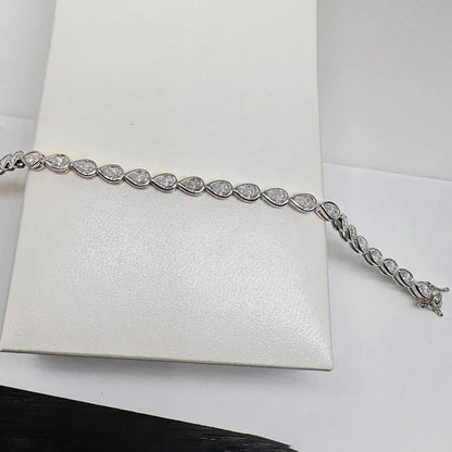Certified 0.2carat Waterdrop Moissanite Tennis Bracelets Bezel Set 925 Sterling Silver Pear Cut Diamond Bracelet for Women