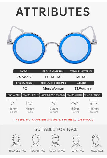 Round Steampunk Sunglass Men Vintage Punk Sunglasses Women Trendy Retro Fashion Glasses Gafas De Sol Hombre Lunette Soleil Femme