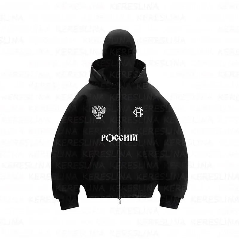 Ninja jacket 2025 new model hot sale upper and lower double-head zipper POG GHB print niche design new model