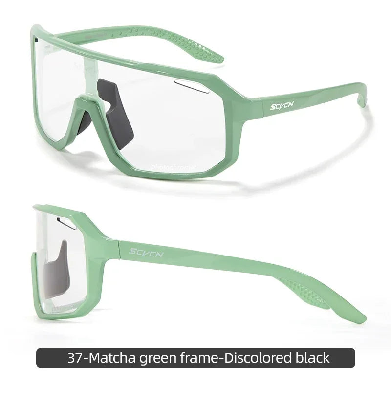 Scvcn New Men's UV400 Photochromic Cycling Sunglasses Women Sports Running Eyewear for Men Glasses Road Bike Bicycle Goggles