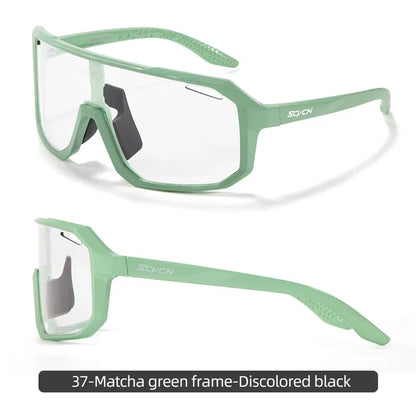 Scvcn New Men's UV400 Photochromic Cycling Sunglasses Women Sports Running Eyewear for Men Glasses Road Bike Bicycle Goggles