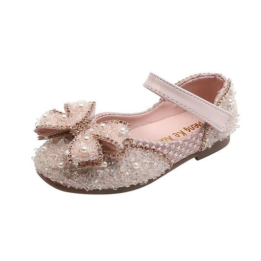 Children Princess Shoes Glitter Party Wedding Shoes for Girls Fashion Rhinestone Toddlers Ballet Flats Causal Kids Leather Shoes