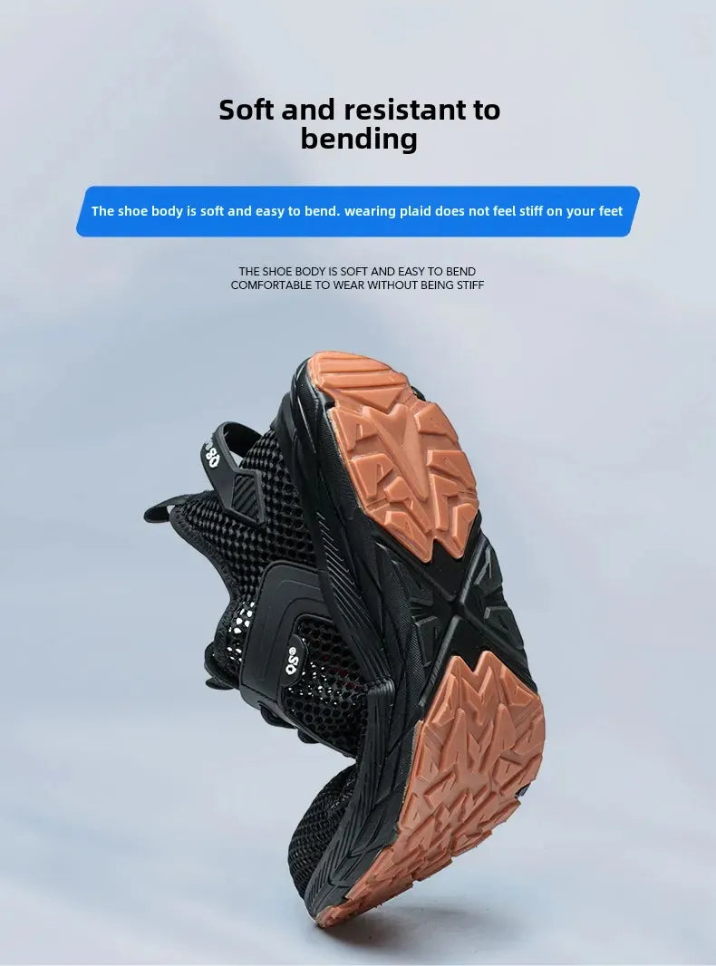Fashion 2025 New Summer Breathable Safety Work Shoes Sneakers Comfortable Steel Toe Anti Puncture Indestructible Men Boots