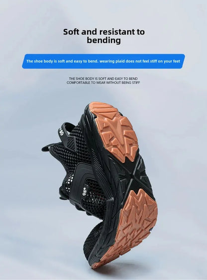 Fashion 2025 New Summer Breathable Safety Work Shoes Sneakers Comfortable Steel Toe Anti Puncture Indestructible Men Boots