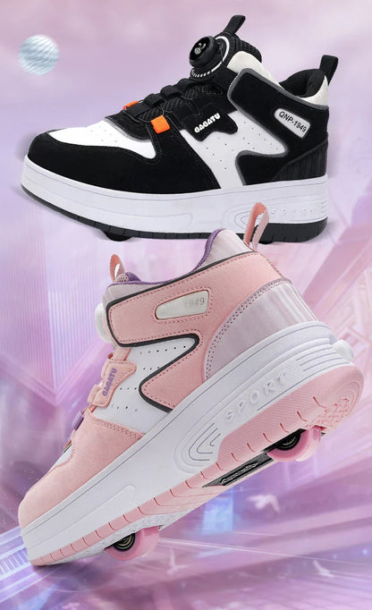 Children Junior Roller Skate Shoes Kids Sneakers with Two Boys Girls Wheels Shoes Running Adult Casual Boys Shoes size 31-42