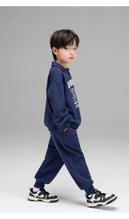 Spring Autumn Girls Boys Alphabet Workout Preppy Sweatshirt+Sweatpant School Kids Tracksuit Child 2PCS Outfit Jogger Set 3-14Yrs