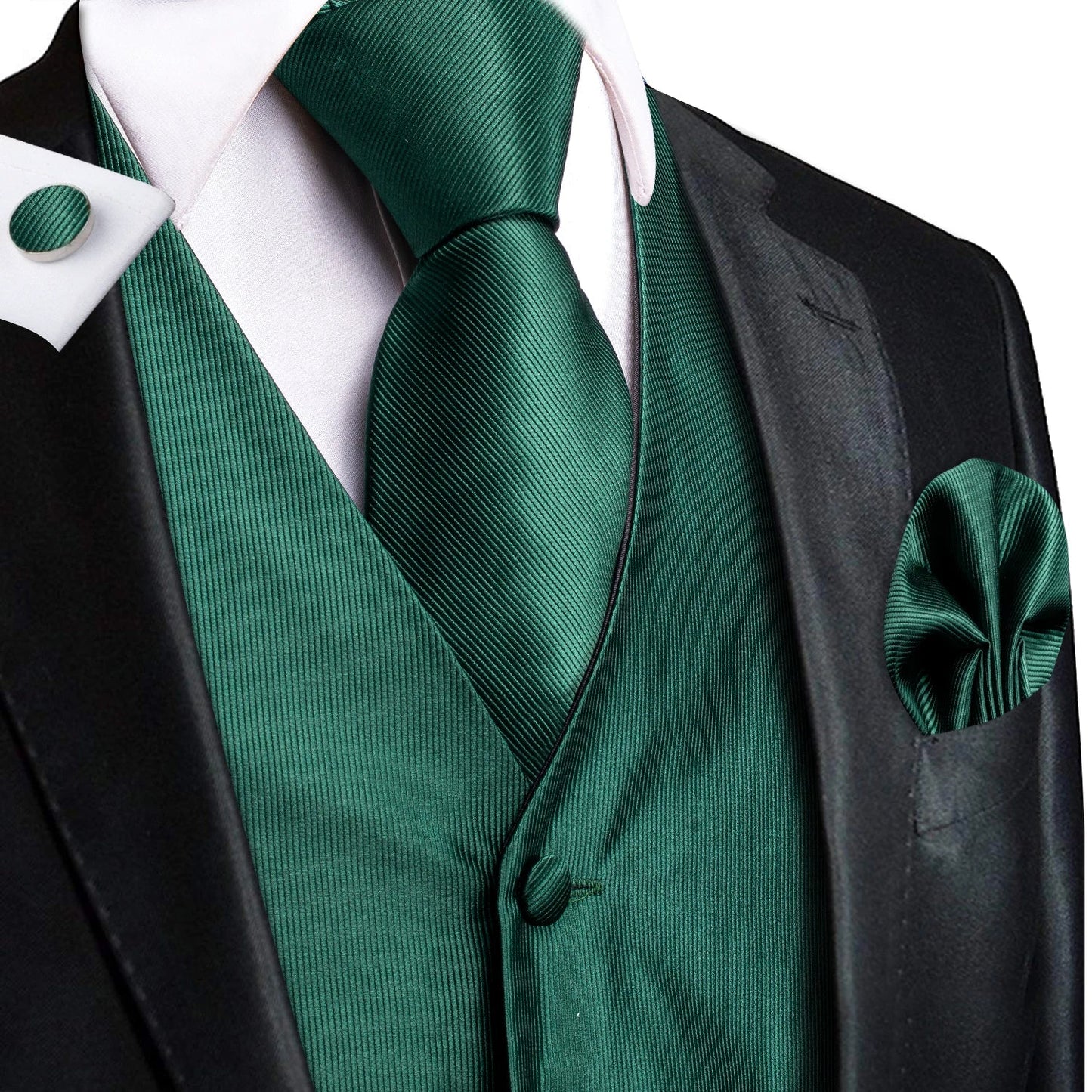 Green Mint Purple Mens Silk Vest Tie Jacquard Autumn Spring Suit Waistcoat Jacket Necktie Hanky Cufflinks for Men Wedding
