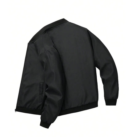 Men's Plain Light Jacket, Outdoor Sports and Leisure Stand-Up Collar Top, Baseball Jacket with Zipper and Elastic Hem, Windproof, Wear-Resistant, Comfortable and High-Quality Fabric, Suitable for Home Leisure, Work Clothing t
