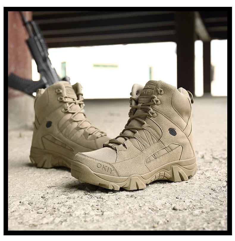 Men Tactical Boots Lace Up Breathable Male Army Boots Desert Boot Climbing Hiking Shoes Safety Unisex Hunting Boots Motorcycle