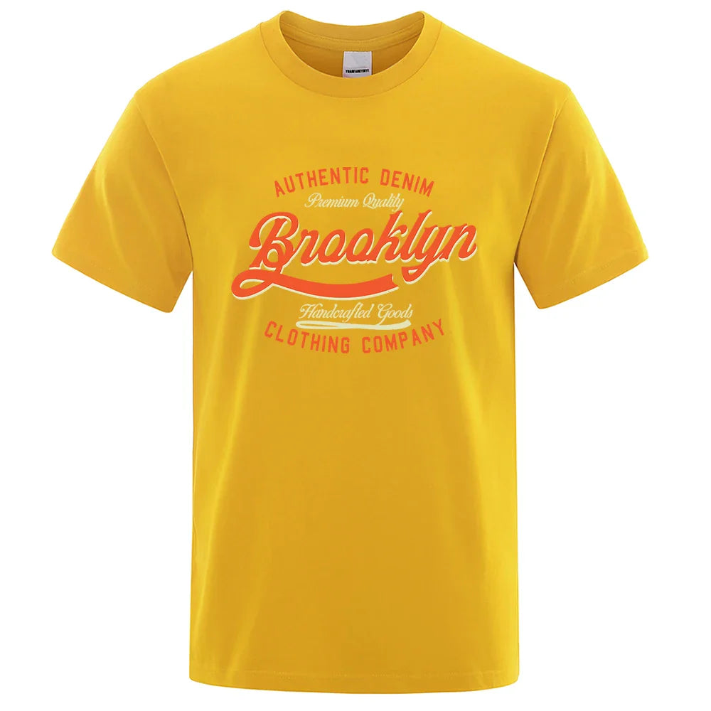 Letter, Brooklyn, New York City, Usa T Shirt Men Fashion O-Neck Tshirts Summer Cotton Tops Fashion Loose Street Hip Hop T-Shirts