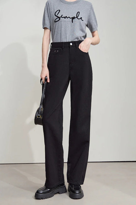 Minimalist 2025 Autumn New Arrival Pants Minimalism Retro Casual Office Lady Pure Cotton Jeans Women Denim Trouser 12543141