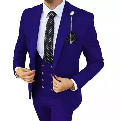 Men Suits 3 Pieces Orange Solid Single One Button Business Slim Fitting Suitable for Wedding Banquet Set Jacket Vest Pants