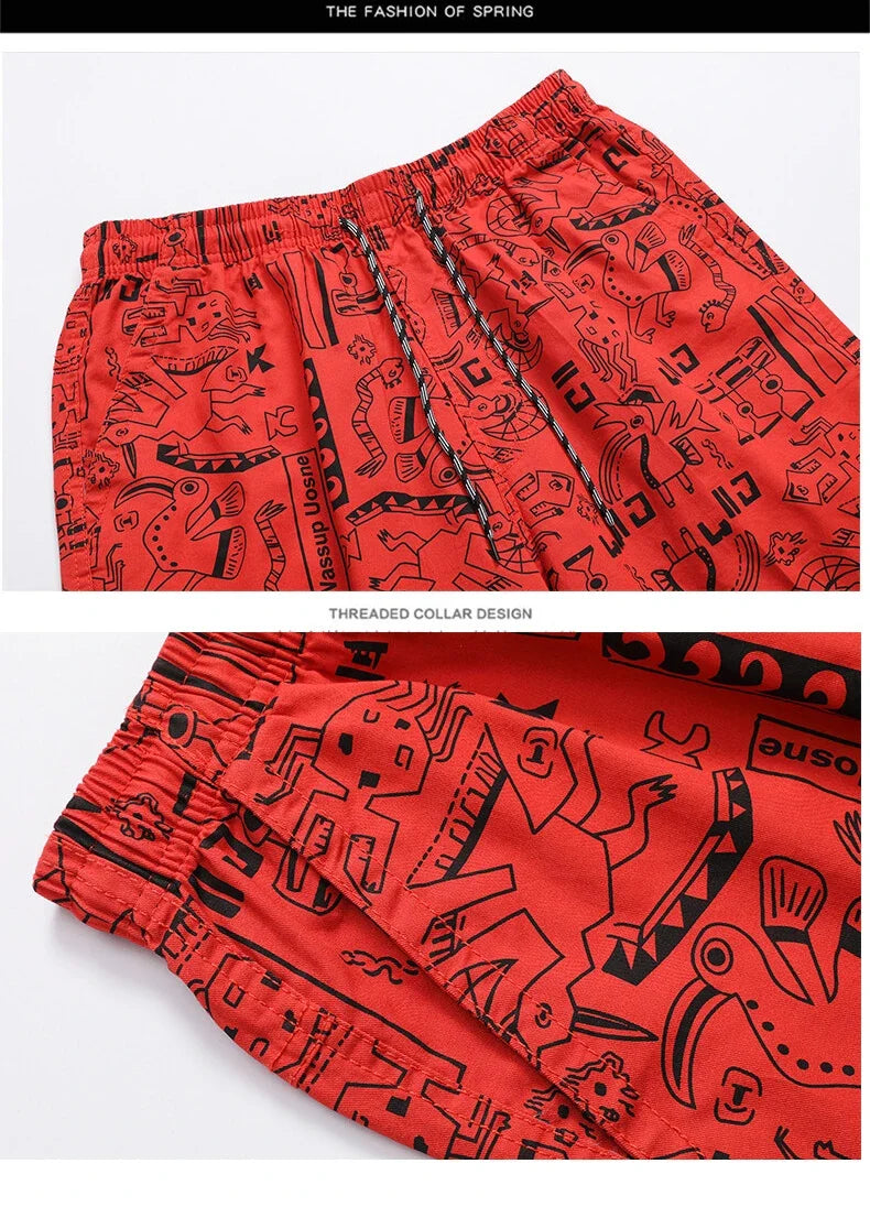Mens 100% Cotton Shorts Elastic Waist Casual Shorts Printed Beach Shorts Relaxed Fit Running Shorts Cotton Sweat Shorts