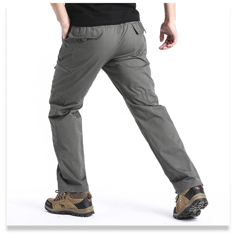 Summer Thin Cotton Overalls Men's Multi-Pocket Loose Large Size Work Pants Spring And Autumn Outdoor Sports Casual Pants