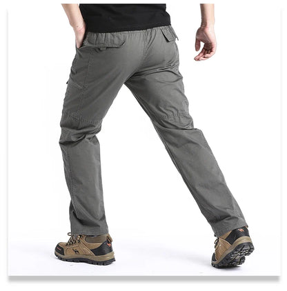 Summer Thin Cotton Overalls Men's Multi-Pocket Loose Large Size Work Pants Spring And Autumn Outdoor Sports Casual Pants