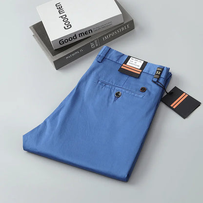 97% Cotton Straight Casual Pants Business formal Black Blue Stretch Mens Trousers Khaki Brown Mens Pants