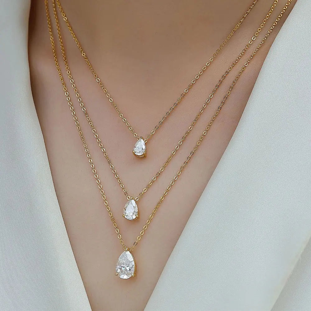 1-5ct Pear Cut Moissanite Pandent Necklace GRA Certified 925 Sterling Silver Plated 18k Gold Dainty Necklaces for Women