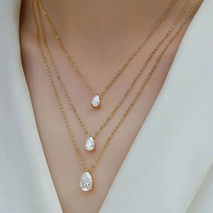 1-5ct Pear Cut Moissanite Pandent Necklace GRA Certified 925 Sterling Silver Plated 18k Gold Dainty Necklaces for Women