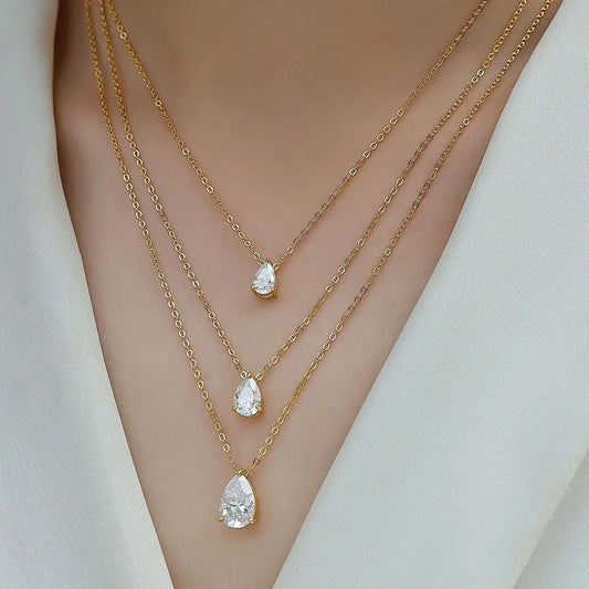 1-5ct Pear Cut Moissanite Pandent Necklace GRA Certified 925 Sterling Silver Plated 18k Gold Dainty Necklaces for Women