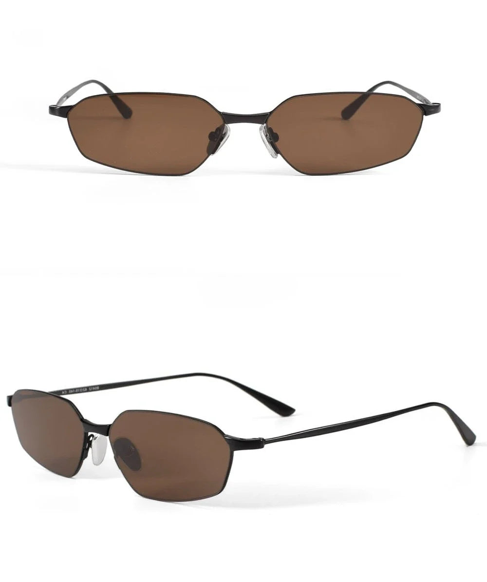 Fashion New Polygon Pure Titanium Outdoors Sun Protection Sunglasses High-quality Ultra Light Frame Support Prescription Lenses