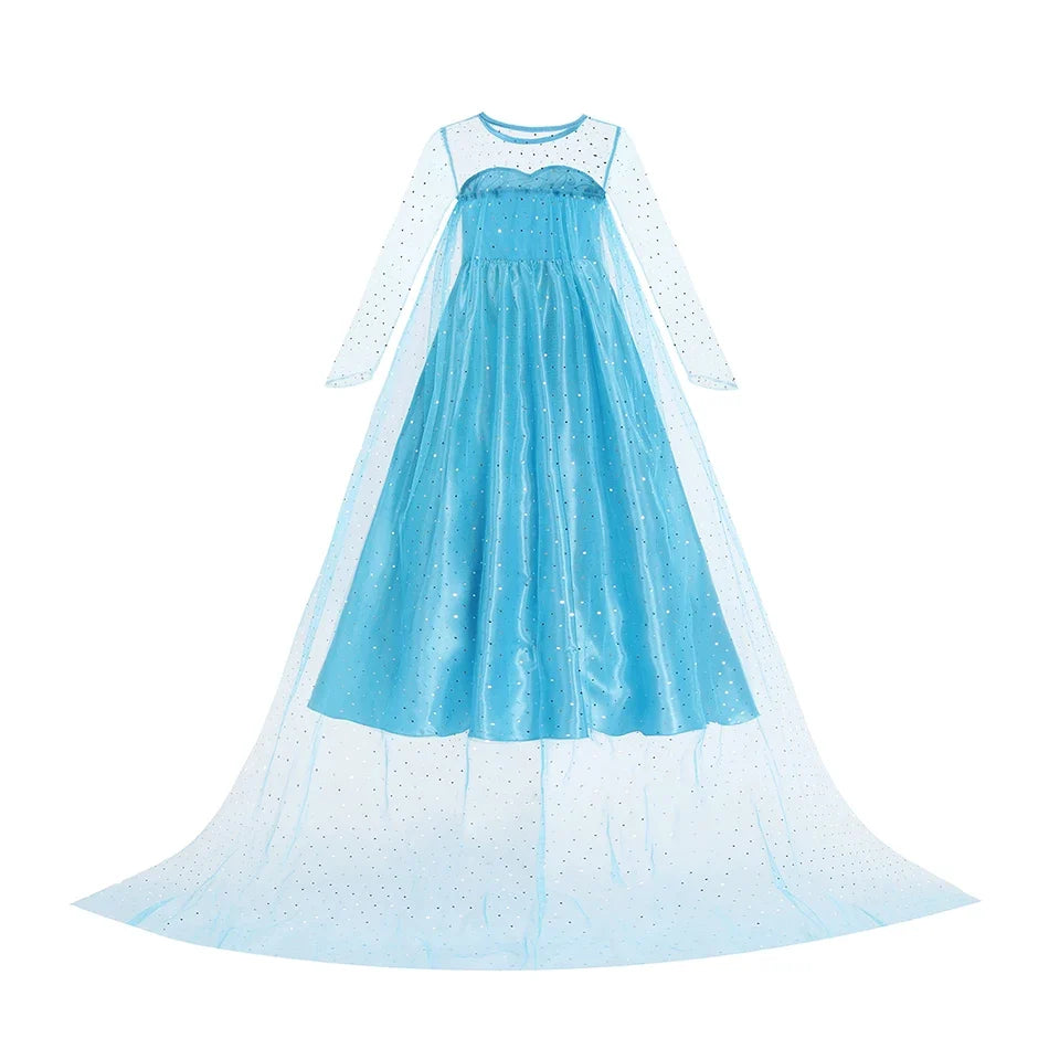 Elsa Anna Snow White Moana Rapunzel Ariel Belle Princess Dress for Girls Cosplay Carnival Birthday Party Outfit Kids 2-8Y