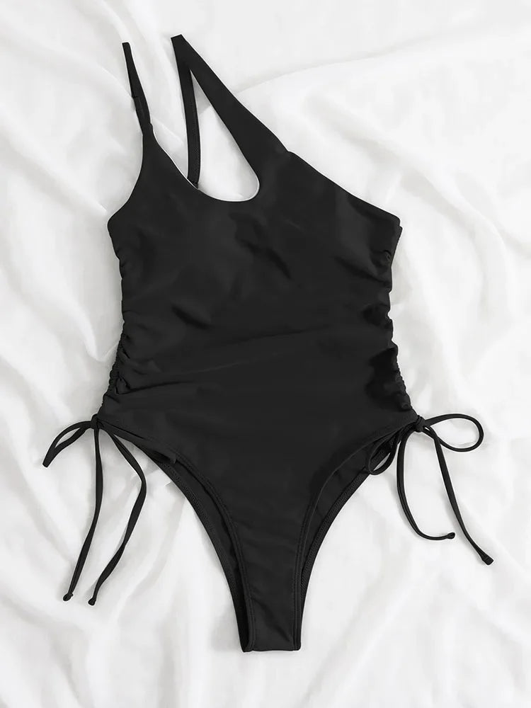 Solid Lace Up Swimsuit Woman Sexy One Piece Swimsuit Swimwear for Women Push Up Women‘s Bathing Suit Beachwear Female Bodysuit