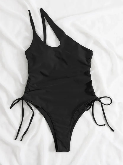 Solid Lace Up Swimsuit Woman Sexy One Piece Swimsuit Swimwear for Women Push Up Women‘s Bathing Suit Beachwear Female Bodysuit