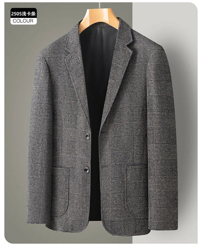 New Men's Blazer Fashion Middle-aged Business Casual Professional Wear Casual Loose British Style Sub-trend Four Seasons Suit