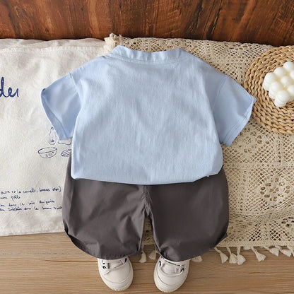 0-5 Years Old Baby Boys Summer Outfit Cartoon Print Short Sleeve T-shirt + Shorts 2Pcs Casual Toddler Clothing Set