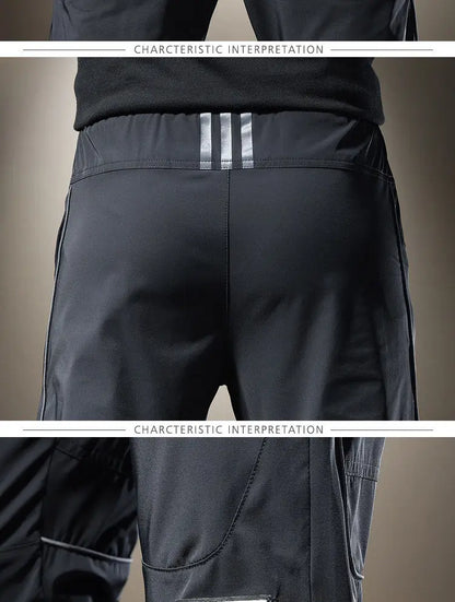 Summer 2023 Men's Casual Pants Black Grey Drawstring Joggers Lightweight Breathable Quick Dry Trousers Ice Silk Sportswear Man
