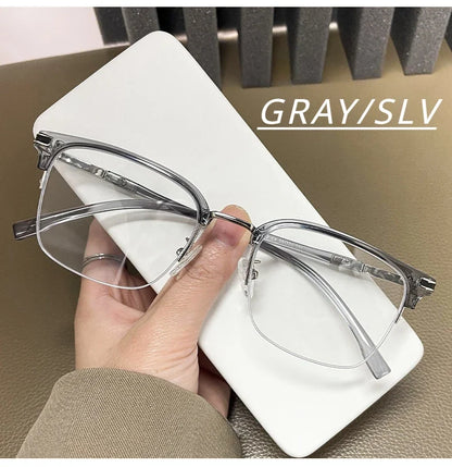 Men's Business Classic Half Frame Anti Blue Light Reading Glasses Myopia Hyperopia Customizable Prescription TR2242