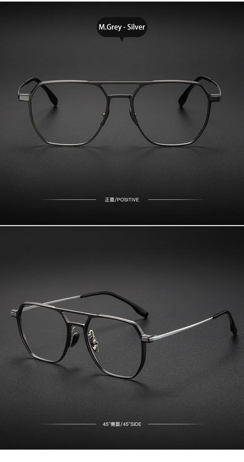 Large Frame Aluminum Frame Titanium Business Anti-Blue Light Reading Glasses Men Ladies Customizable Prescription ZY-20239