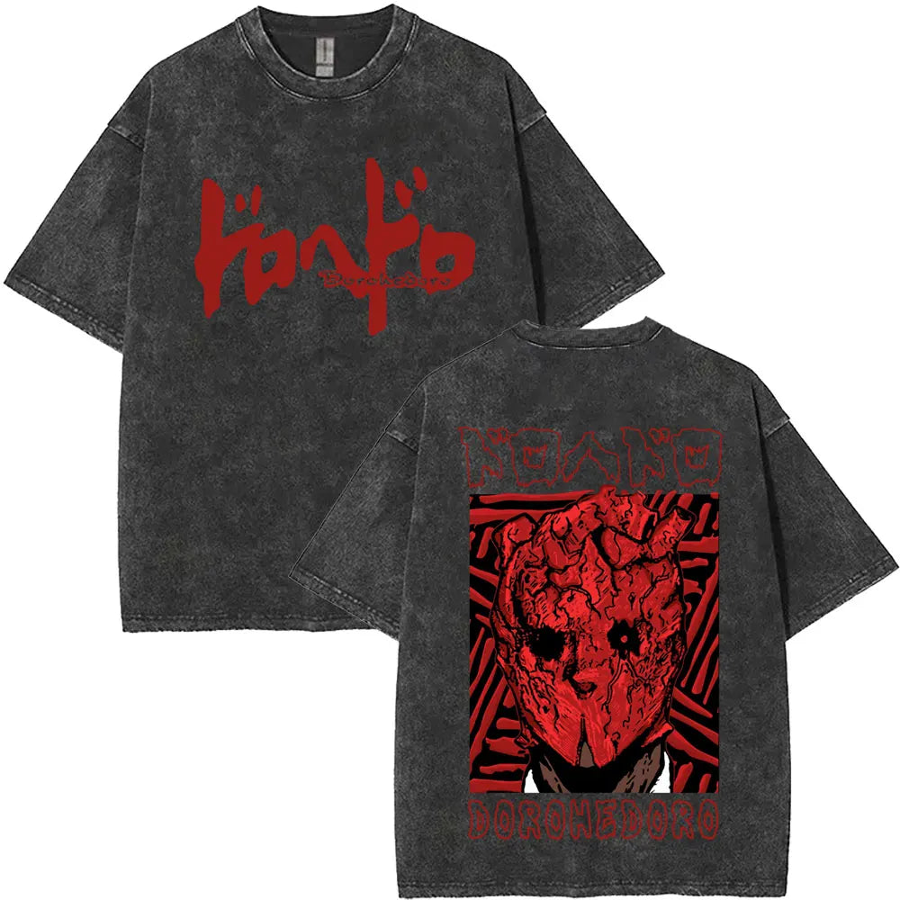 Anime Dorohedoro Kaiman Washed T-Shirt Men's Women Clothing Hip Hop Gothic Y2k T-Shirt Oversized Short Sleeve Cotton Tees Tops