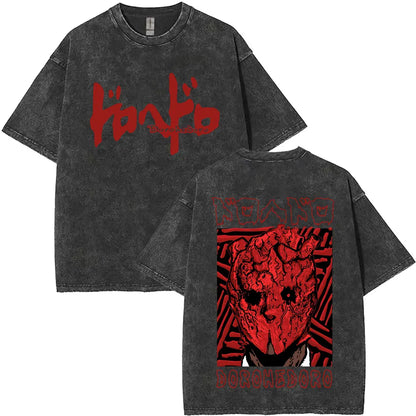 Anime Dorohedoro Kaiman Washed T-Shirt Men's Women Clothing Hip Hop Gothic Y2k T-Shirt Oversized Short Sleeve Cotton Tees Tops