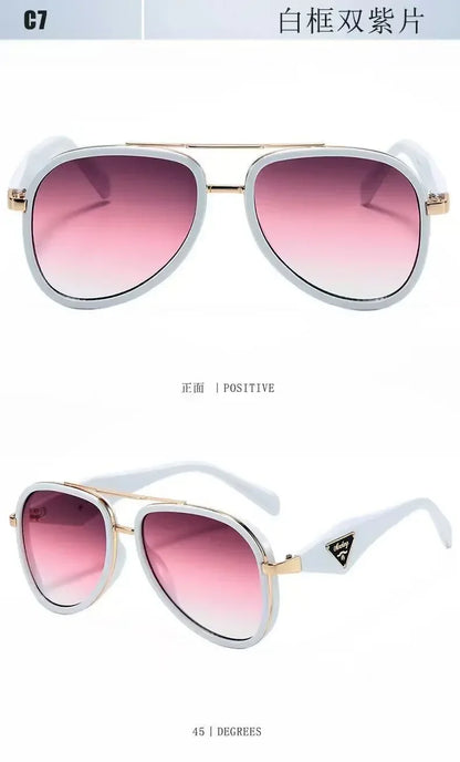 Retro Aviator Tortoiseshell Sunglasses UV400 Protection Metal Frame Shades Luxury Sun Glasses Fashion Eyewear Unisex Oversized