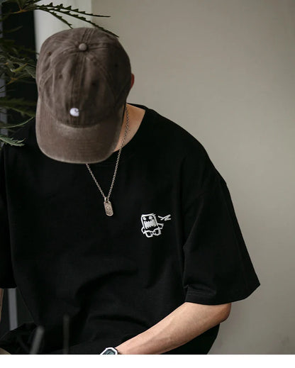 Summer Korean Oversize T-Shirt For Men Streetwear Harajuku High Quality Short Sleeve Loose Casual Tops Hip Hop Trendy Tee Male